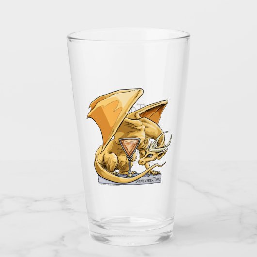Geel Gouden Draak: November's Geboortesteen Topaas Glas (Voorkant)