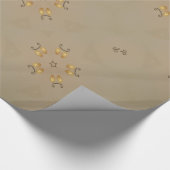 Geel gouden eierpatroon paaseieren bijtend beige cadeaupapier (Hoek)