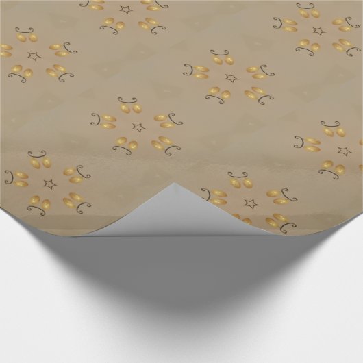 Geel gouden eierpatroon paaseieren bijtend beige cadeaupapier (Hoek)
