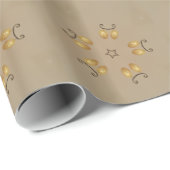 Geel gouden eierpatroon paaseieren bijtend beige cadeaupapier (Rol Hoek)