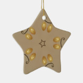 Geel gouden eierpatroon paaseieren bijtend beige keramisch ornament (Rechts)