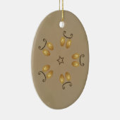 Geel gouden eierpatroon paaseieren bijtend beige keramisch ornament (Rechts)