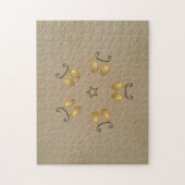 Geel gouden eierpatroon paaseieren bijtend beige legpuzzel (Verticaal)