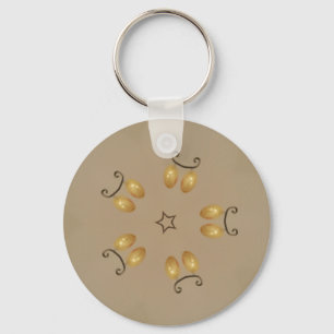 Geel gouden eierpatroon paaseieren bijtend beige sleutelhanger