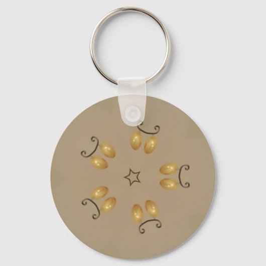 Geel gouden eierpatroon paaseieren bijtend beige sleutelhanger (Voorkant)
