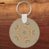 Geel gouden eierpatroon paaseieren bijtend beige sleutelhanger (Voorkant)