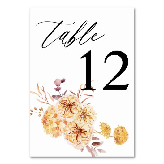 Geel gouden Floral Tafelnummer (Voorkant)