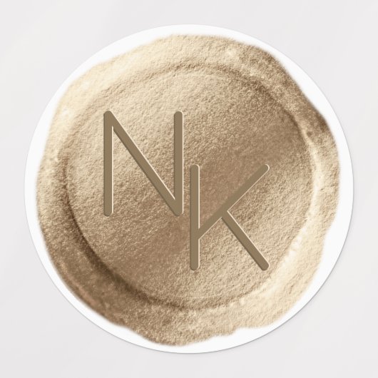 Geel Gouden Folie Wax Seal Initiaal Bruiloft Monog Labels (Design 1)