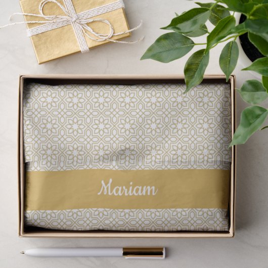 Geel Gouden Geometrisch Wit Tissuepapier (Geschenk)