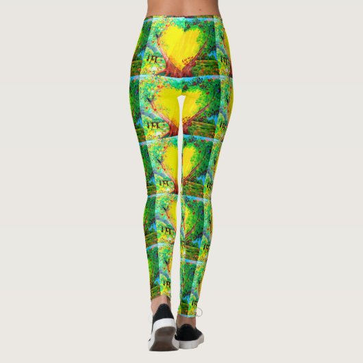 geel gouden harten groen leggings (Achterkant)