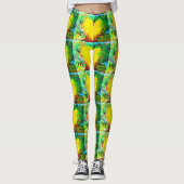 geel gouden harten groen leggings (Voorkant)