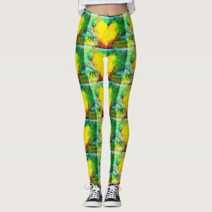 geel gouden harten groen leggings