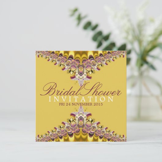 Geel Gouden Kant Boheems Vrijgezellenfeest Kaart (Staand voorkant)