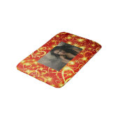 Geel gouden mousserende harten op rode achtergrond badmat (Gekanteld)