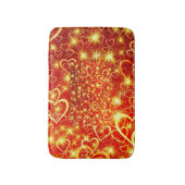 Geel gouden mousserende harten op rode achtergrond badmat (Voorkant Verticaal)