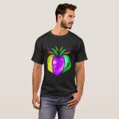 Geel gouden Paars en groen hart voor Mardi Gra T-shirt (Voorkant volledig)