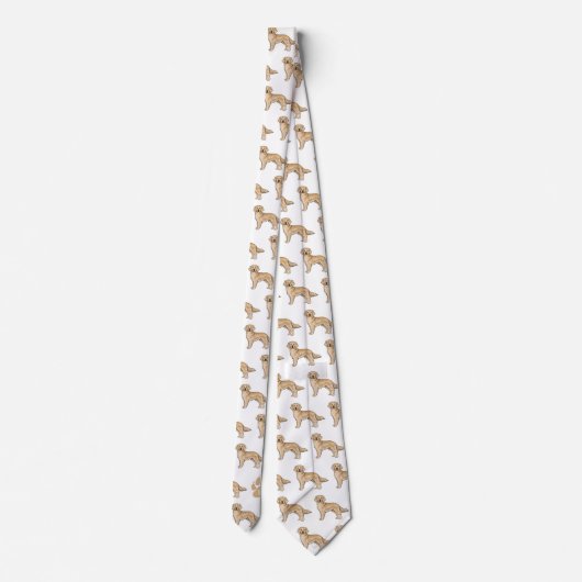 Geel Gouden Retriever Patroon Custom Monogram Stropdas (Achterkant)