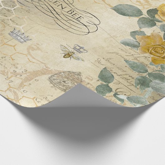  geel gouden Rozen Queen Bee Cadeaupapier (Hoek)