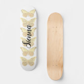 Geel Gouden Sparkle Vlinders Gepersonaliseerd Persoonlijk Skateboard (Voorkant)