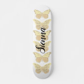 Geel Gouden Sparkle Vlinders Gepersonaliseerd Persoonlijk Skateboard (Voorkant)