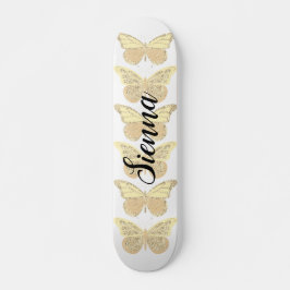 Geel Gouden Sparkle Vlinders Gepersonaliseerd Persoonlijk Skateboard