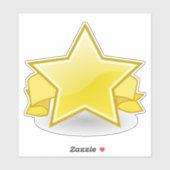 Geel/Gouden Ster en Banner Vinyl Sticker (Vel)