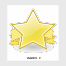 Geel/Gouden Ster en Banner Vinyl Sticker