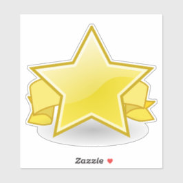 Geel/Gouden Ster en Banner Vinyl Sticker