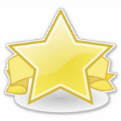 Geel/Gouden Ster en Banner Vinyl Sticker (Voorkant)