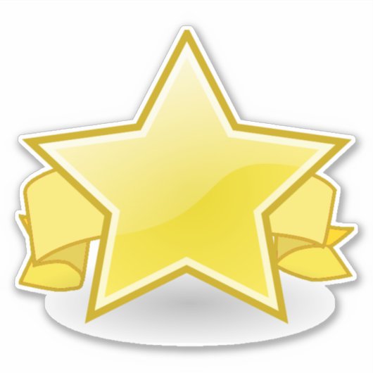 Geel/Gouden Ster en Banner Vinyl Sticker (Voorkant)