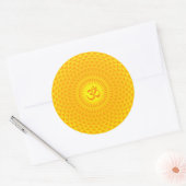 Geel gouden zonnebloem-meditatierwiel OM Ronde Sticker (Envelop)