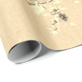  geel goudgesteente Floral Toile Fabric No.5 Cadeaupapier (Rol Hoek)