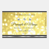 Geel goudglitter Product Labels diamanten zilver (Voorkant)