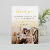 Geel goudglitter wit ombre script bedankt u folie uitnodiging (Staand Voorkant)