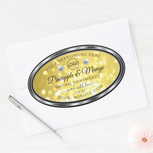 Geel goudglitterproduct Labels diamanten Logo (Envelop)