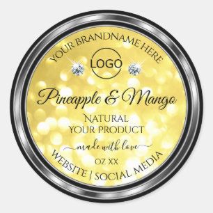 Geel goudglitterproduct Labels diamanten Logo
