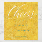 Geel goudhuwelijk wijn etiket (Enkel label)