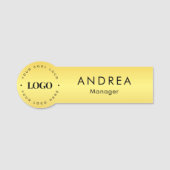 Geel goudmetallisch rondcirkelvormig - Aangepast L Naamplaatje (Voorkant)