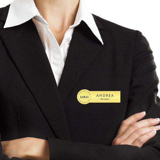 Geel goudmetallisch rondcirkelvormig - Aangepast L Naamplaatje