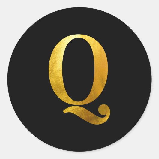 Geel goudoliemonogram Q op zwart Ronde Sticker (Voorkant)