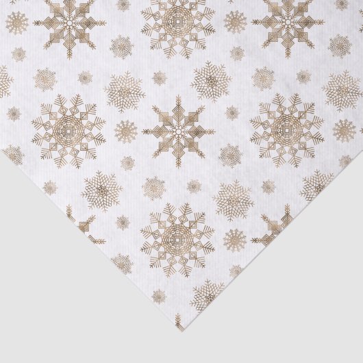 Geel goudpatroon van sneeuwvlokken tissuepapier (Detail)