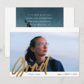 Geel goudpenseel Afstudeerder Twee foto's modern Aankondiging (Voorkant / Achterkant)