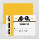 Geel goudzwart Football Ticket Weddenschap RSVP (Voorkant / Achterkant)