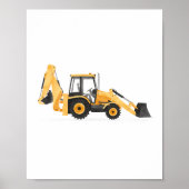 Geel graafmachine-lader bouwvoertuig decor poster (Voorkant)