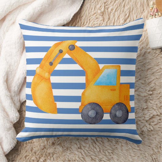 Geel Graafmachine Vierkant Kussen (Deken)