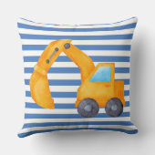 Geel Graafmachine Vierkant Kussen (Achterkant)