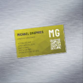 Geel gradiënt geometrisch mesh patroon QR code Magnetisch Visitekaartje (Voorbeeld)