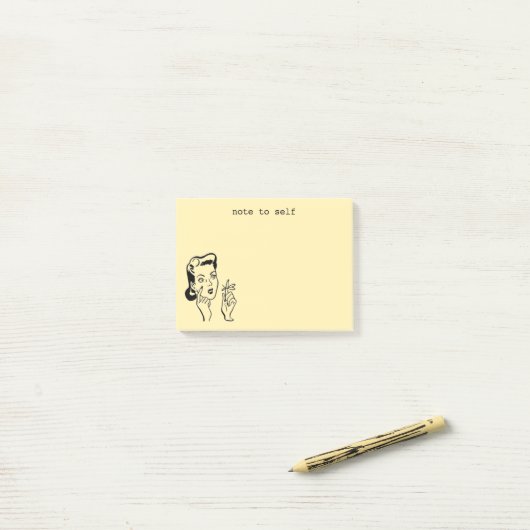 Geel Grappig Retro Huisvrouw Note to Self (Op bureau)