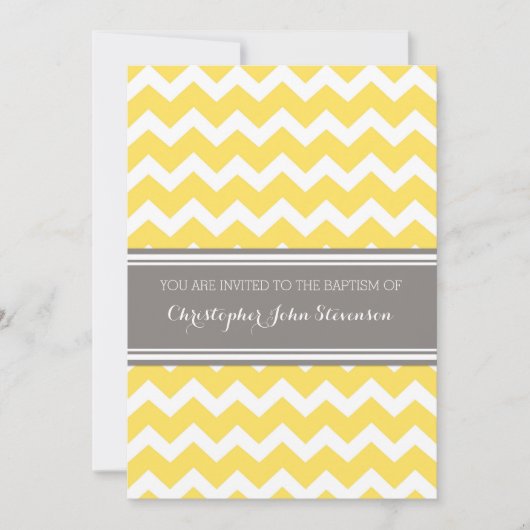 Geel Gray Chevron Baptism Uitnodiging (Voorkant)