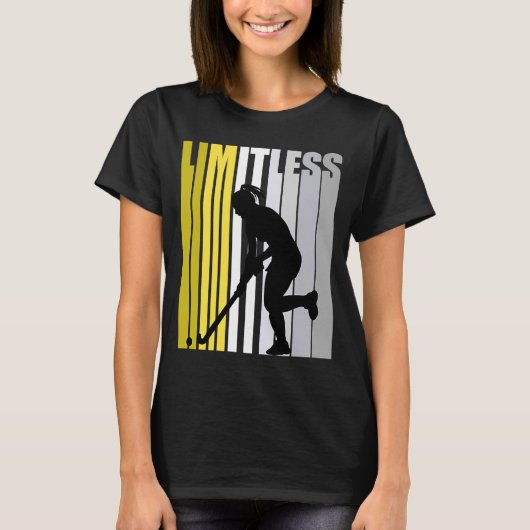 Geel grenzeloos Hockey Birthday Cute Retro Vrouw T-shirt (Voorkant)